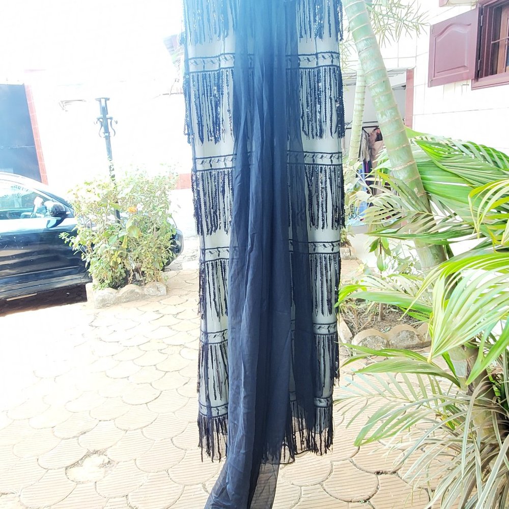 Sequin Fringe Illusion Mesh Gown Formal Evening D… - image 3